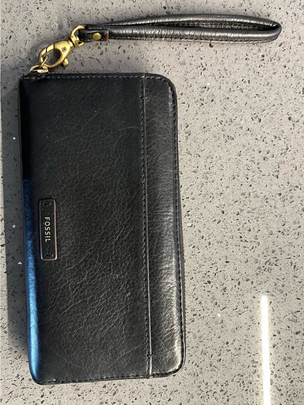 Fossil Black Leather Wristlet Wallet